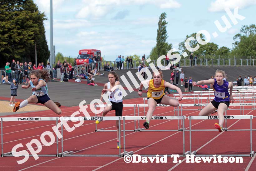 Hurdles at the Annual Inter-Counties Schools, Cleveland v Cumbria v Durham v Northumberland at Claireville Stadium, Middlesbrough